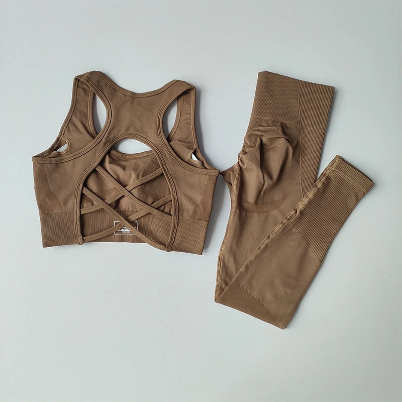 Conjunto Deportivo Mujer – Top y Leggings Antideslizantes para Entrenamiento
