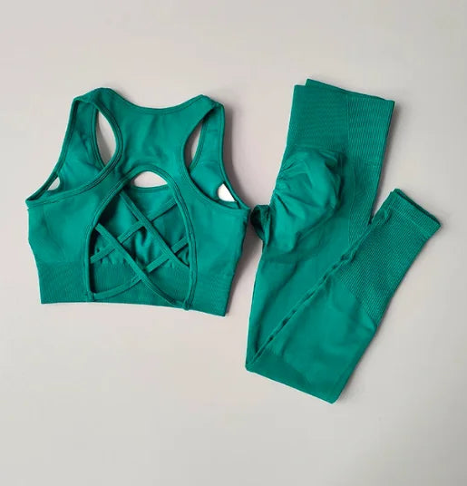 Conjunto Deportivo Mujer – Top y Leggings Antideslizantes para Entrenamiento