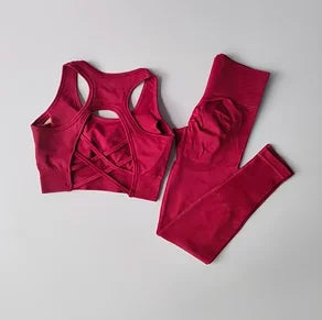 Conjunto Deportivo Mujer – Top y Leggings Antideslizantes para Entrenamiento