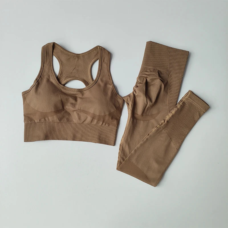 Conjunto Deportivo Mujer – Top y Leggings Antideslizantes para Entrenamiento