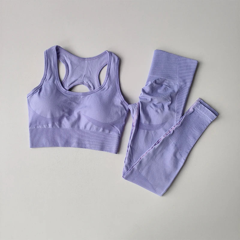 Conjunto Deportivo Mujer – Top y Leggings Antideslizantes para Entrenamiento