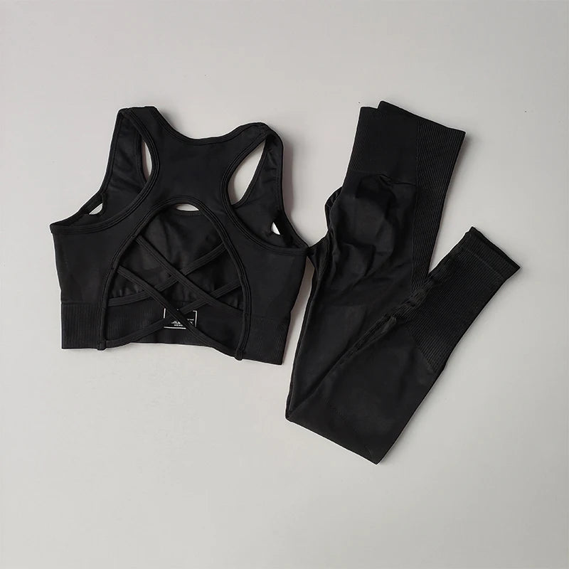 Conjunto Deportivo Mujer – Top y Leggings Antideslizantes para Entrenamiento